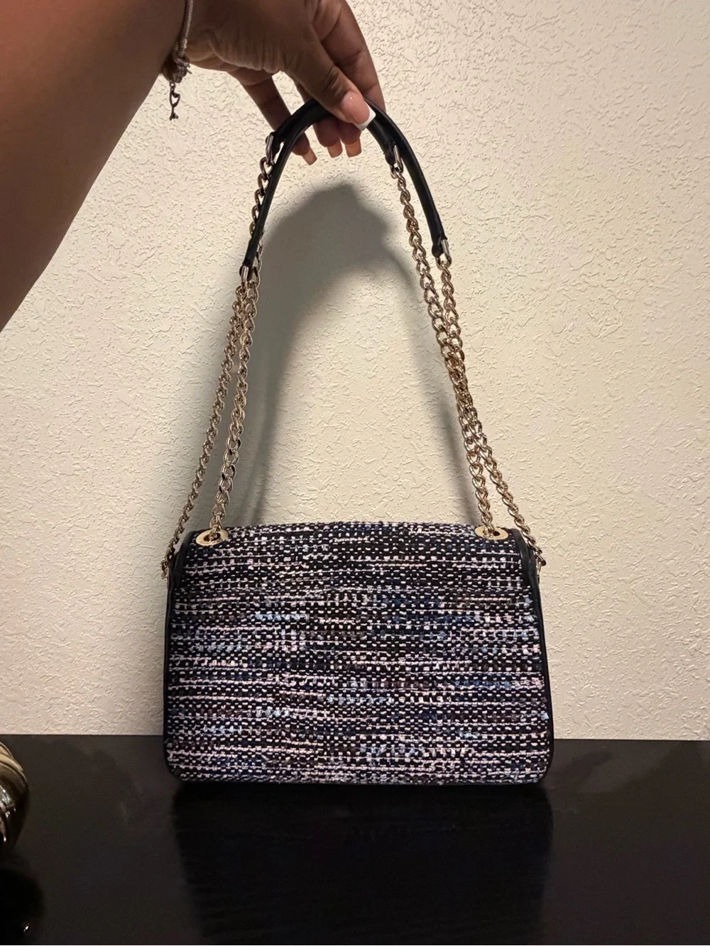 kate spade Woven Tweed Crossbody Bag in Black and Pink